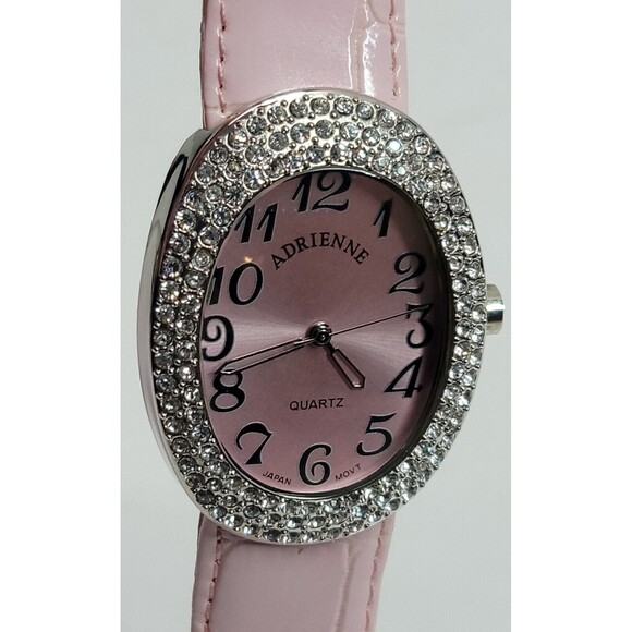 Adrienne Quartz ADR057 Womens Watch Pink Band Diamond Jewel Trim New Battery - Picture 2 of 13